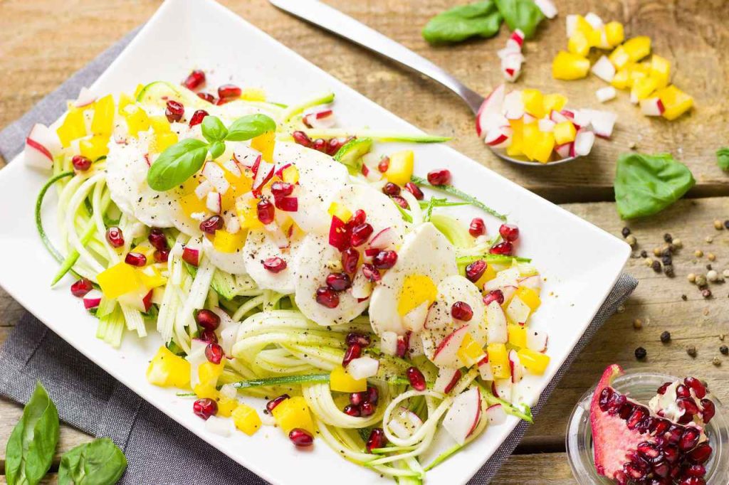 Pesto Zucchini Noodles with Cherry Tomatoes